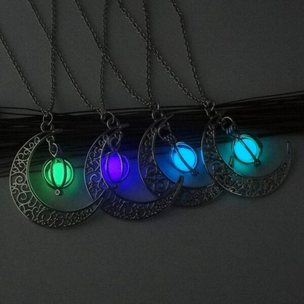 Fashion Moon Natural Glowing Stone Healing Necklace Women Gift Charm Luminous Pendant Necklace Jewelry - Image 3