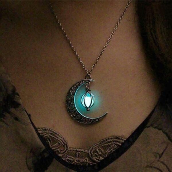 Fashion Moon Natural Glowing Stone Healing Necklace Women Gift Charm Luminous Pendant Necklace Jewelry - Image 9