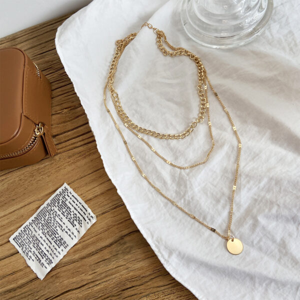 Women's Multilayer Necklace Ins Fashion Disc Pendant Clavicle Necklace Chains Personality Jewelry - Image 2